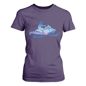 Snowmobile Snow Mountain Forest Snowmobiling Winter Sport T Shirt For Women TS11 Purple Print Your Wear