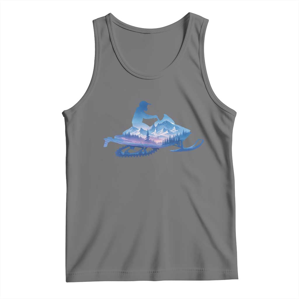 Snowmobile Snow Mountain Forest Snowmobiling Winter Sport Tank Top TS11 Black Heather Print Your Wear