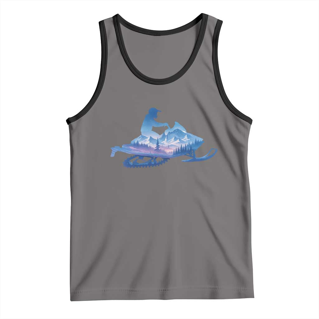 Snowmobile Snow Mountain Forest Snowmobiling Winter Sport Tank Top TS11 Deep Heather Black Print Your Wear