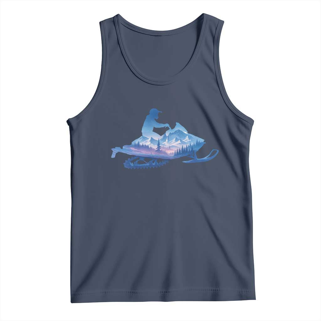 Snowmobile Snow Mountain Forest Snowmobiling Winter Sport Tank Top TS11 Navy Print Your Wear