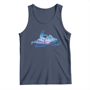 Snowmobile Snow Mountain Forest Snowmobiling Winter Sport Tank Top TS11 Navy Print Your Wear