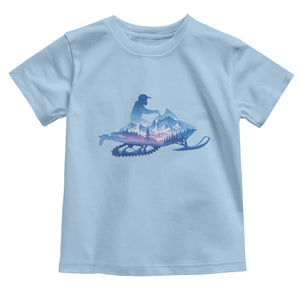 Snowmobile Snow Mountain Forest Snowmobiling Winter Sport Toddler T Shirt TS11 Light Blue Print Your Wear