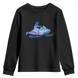 Snowmobile Snow Mountain Forest Snowmobiling Winter Sport Youth Sweatshirt TS11 Black Print Your Wear