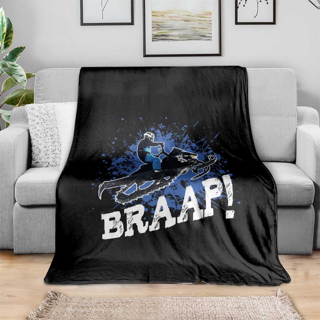 Snowmobile Braaap Throw Blanket Snowcross Snow Sled Extreme Outdoor Winter Sports TS11 Print Your Wear