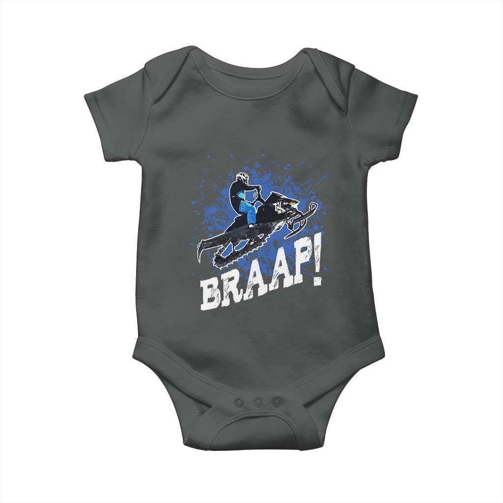 Snowmobile Braaap Baby Onesie Snowcross Snow Sled Extreme Outdoor Winter Sports TS11 Dark Heather Print Your Wear