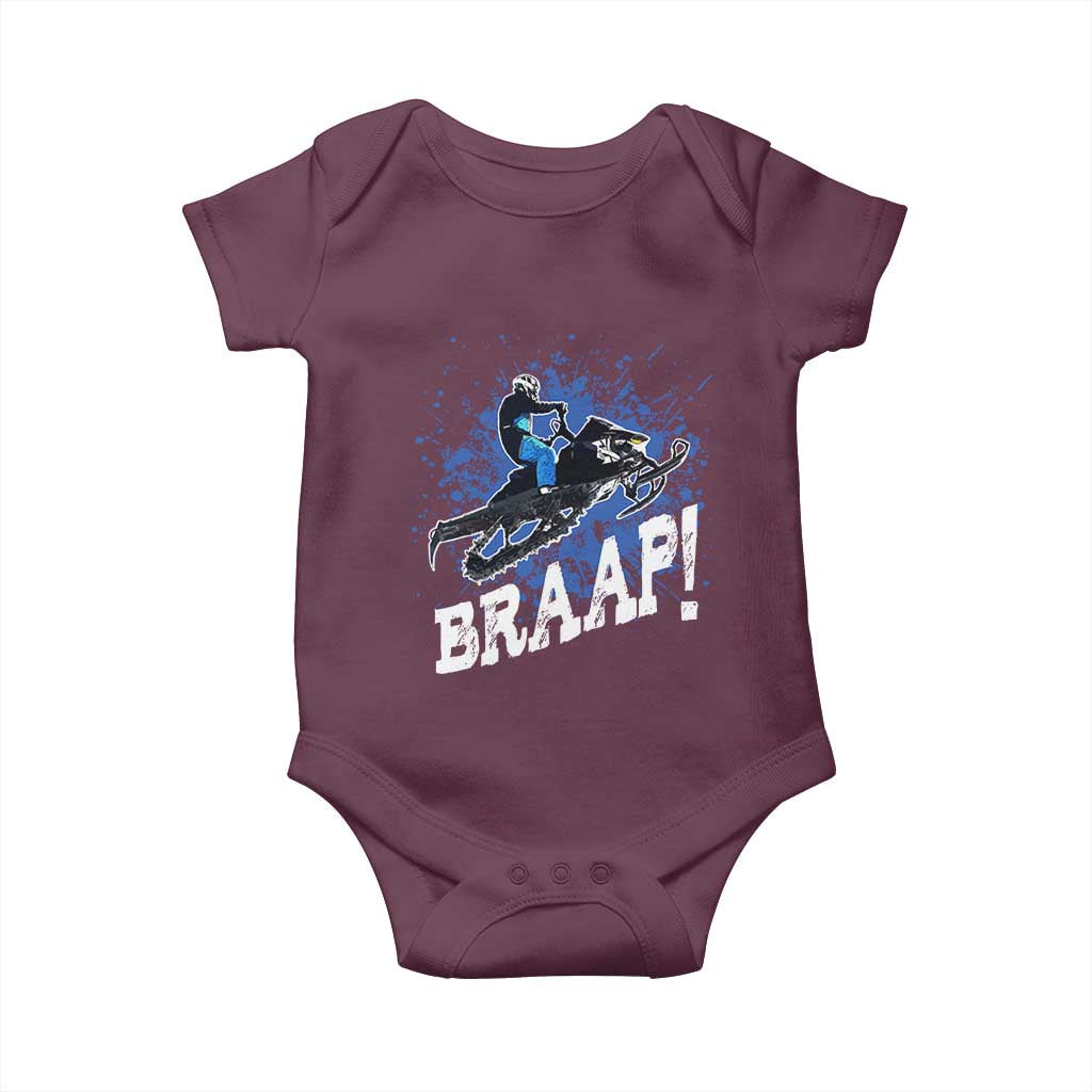 Snowmobile Braaap Baby Onesie Snowcross Snow Sled Extreme Outdoor Winter Sports TS11 Maroon Print Your Wear
