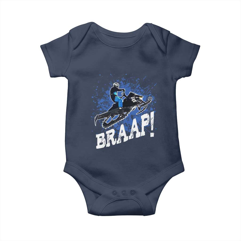 Snowmobile Braaap Baby Onesie Snowcross Snow Sled Extreme Outdoor Winter Sports TS11 Navy Print Your Wear