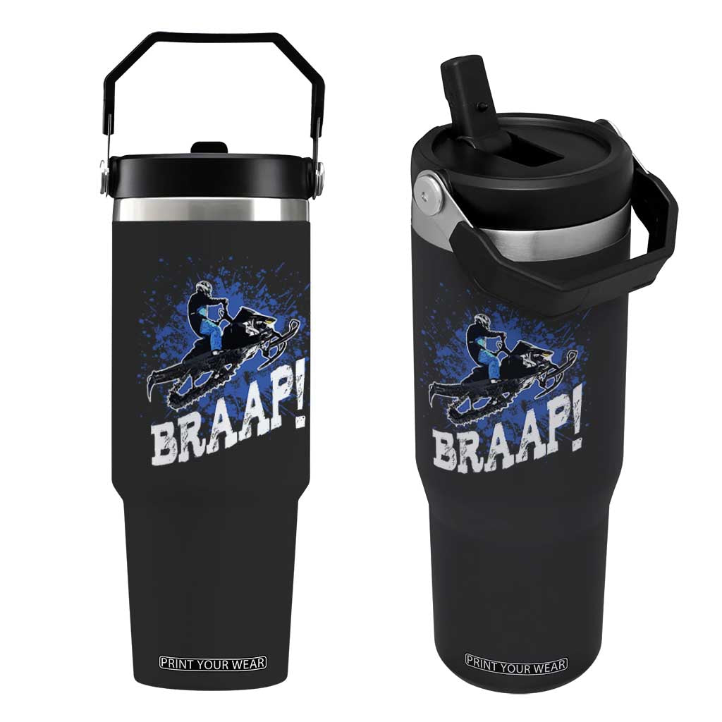Snowmobile Braaap Flip Straw Tumbler Snowcross Snow Sled Extreme Outdoor Winter Sports TS11 One Size: 30 oz Black Print Your Wear
