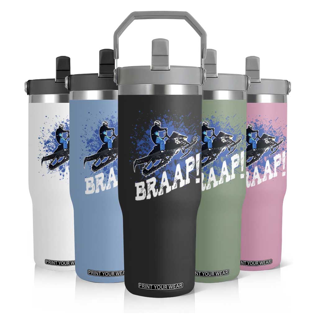 Snowmobile Braaap Flip Straw Tumbler Snowcross Snow Sled Extreme Outdoor Winter Sports TS11 Print Your Wear