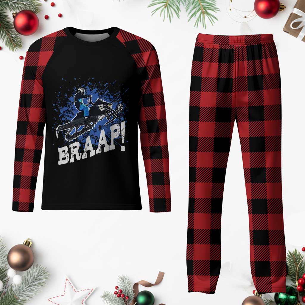 Snowmobile Braaap Plaid Pajama Set Snowcross Snow Sled Extreme Outdoor Winter Sports TS11 Buffalo Plaid Print Your Wear