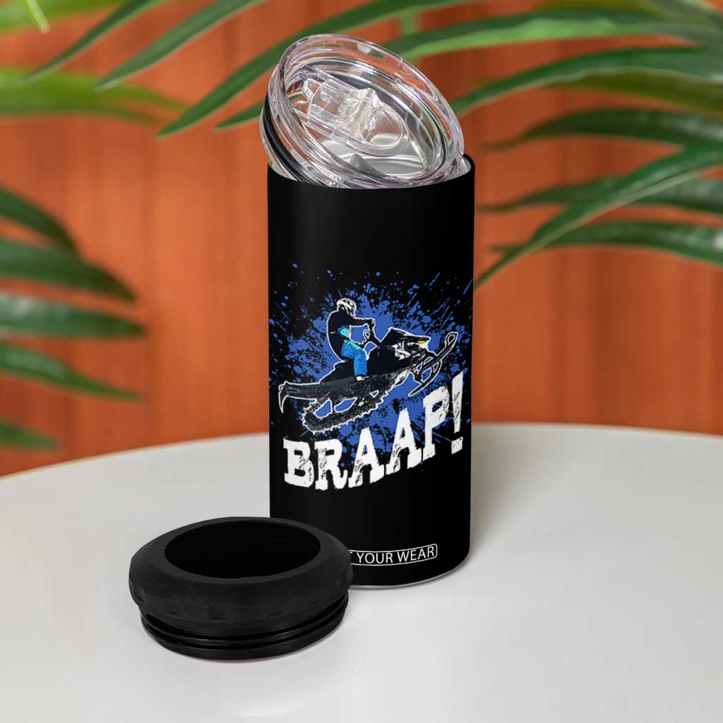 Snowmobile Braaap 4 in 1 Can Cooler Tumbler Snowcross Snow Sled Extreme Outdoor Winter Sports TS11 Print Your Wear