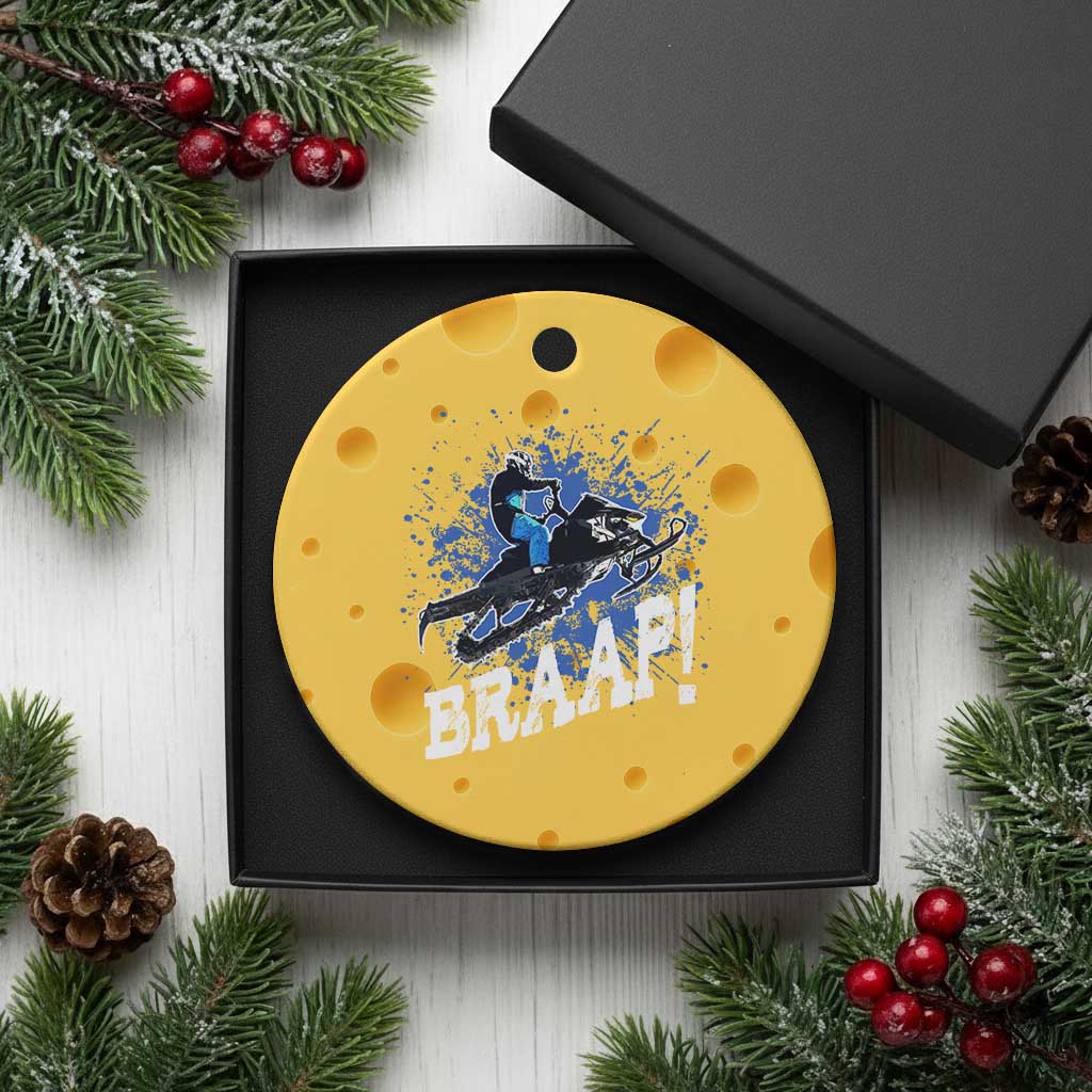 Snowmobile Braaap Ceramic Ornament Snowcross Snow Sled Extreme Outdoor Winter Sports TS11 1pc Yellow Cheese Print Your Wear