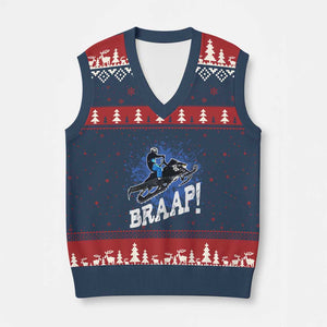 Snowmobile Braaap V-Neck Knit Sweater Vest Snowcross Snow Sled Extreme Outdoor Winter Sports TS11 Navy Red Print Your Wear