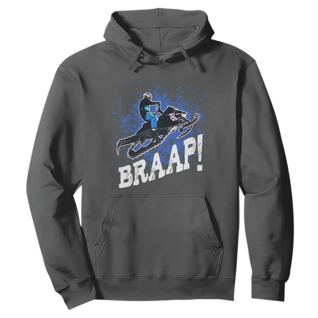 Snowmobile Braaap Hoodie Snowcross Snow Sled Extreme Outdoor Winter Sports TS11 Dark Heather Print Your Wear