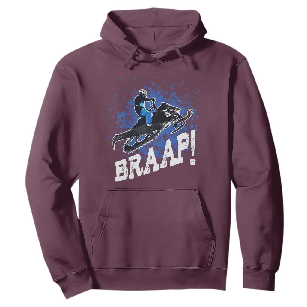 Snowmobile Braaap Hoodie Snowcross Snow Sled Extreme Outdoor Winter Sports TS11 Maroon Print Your Wear