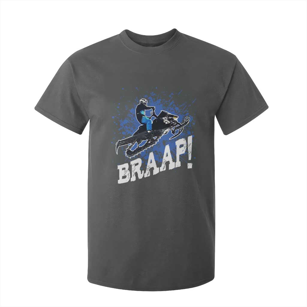 Snowmobile Braaap T Shirt For Kid Snowcross Snow Sled Extreme Outdoor Winter Sports TS11 Dark Heather Print Your Wear