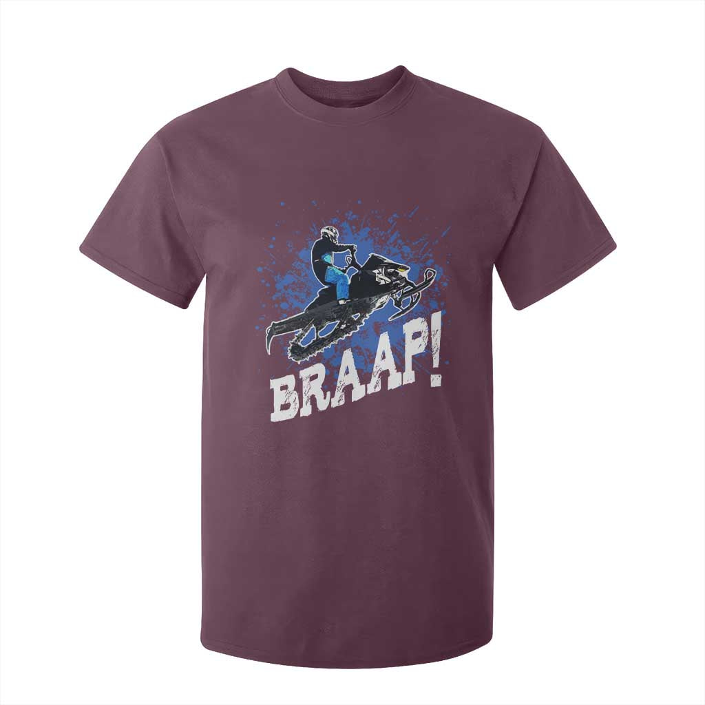 Snowmobile Braaap T Shirt For Kid Snowcross Snow Sled Extreme Outdoor Winter Sports TS11 Maroon Print Your Wear