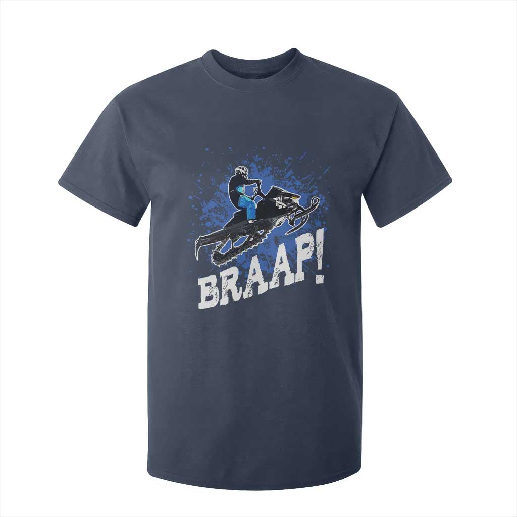 Snowmobile Braaap T Shirt For Kid Snowcross Snow Sled Extreme Outdoor Winter Sports TS11 Navy Print Your Wear