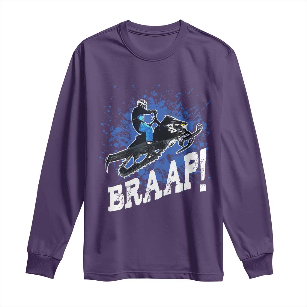 Snowmobile Braaap Long Sleeve Shirt Snowcross Snow Sled Extreme Outdoor Winter Sports TS11 Purple Print Your Wear