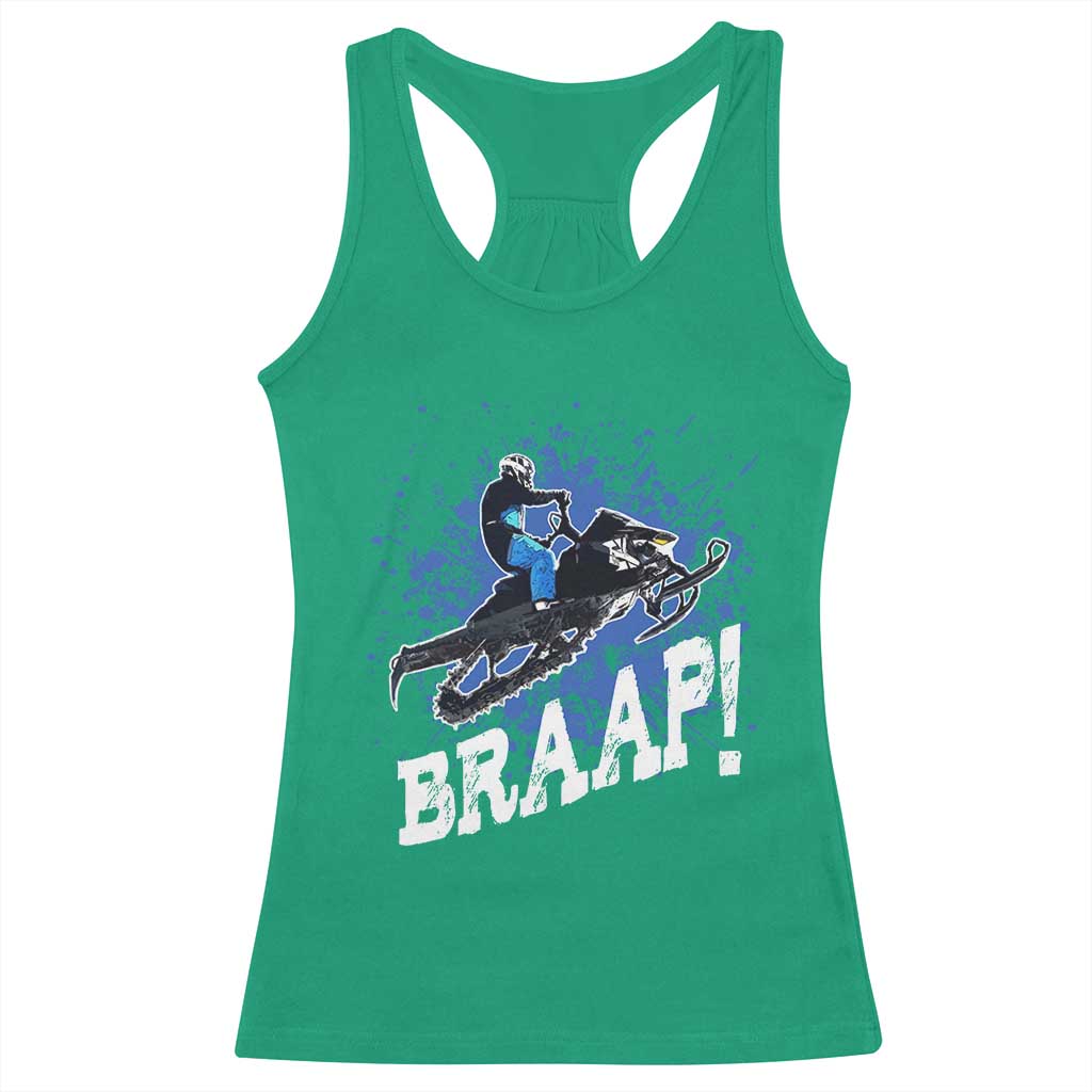 Snowmobile Braaap Racerback Tank Top Snowcross Snow Sled Extreme Outdoor Winter Sports TS11 Irish Green Print Your Wear