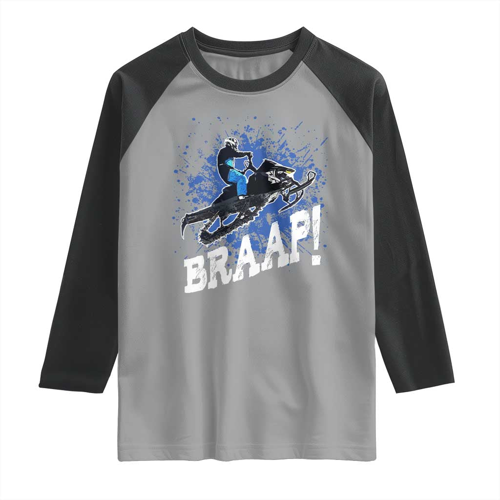 Snowmobile Braaap Raglan Shirt Snowcross Snow Sled Extreme Outdoor Winter Sports TS11 Sport Gray Black Print Your Wear