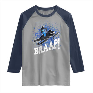 Snowmobile Braaap Raglan Shirt Snowcross Snow Sled Extreme Outdoor Winter Sports TS11 Sport Gray Navy Print Your Wear