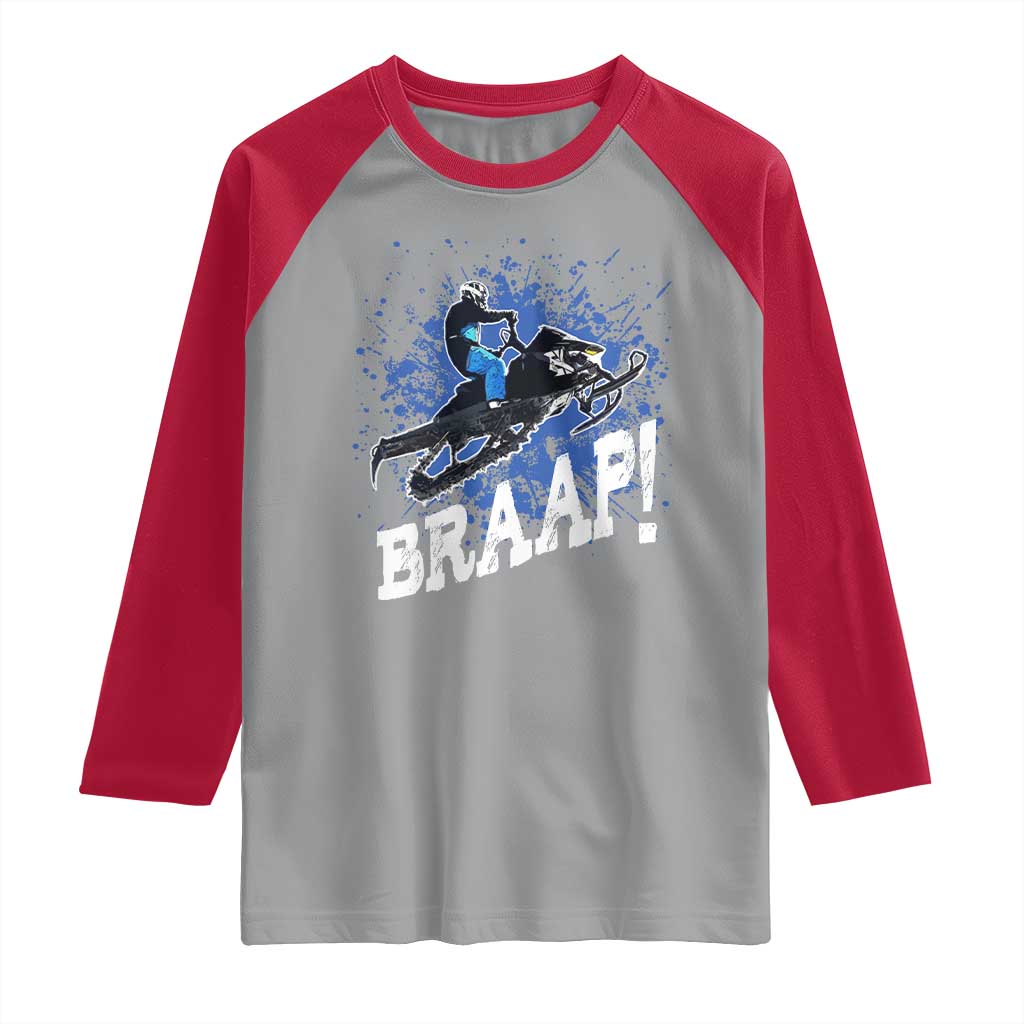 Snowmobile Braaap Raglan Shirt Snowcross Snow Sled Extreme Outdoor Winter Sports TS11 Sport Gray Red Print Your Wear
