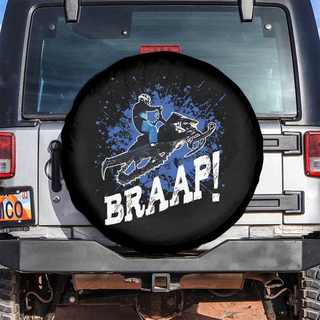 Snowmobile Braaap Spare Tire Cover Snowcross Snow Sled Extreme Outdoor Winter Sports TS11 No hole Black Print Your Wear