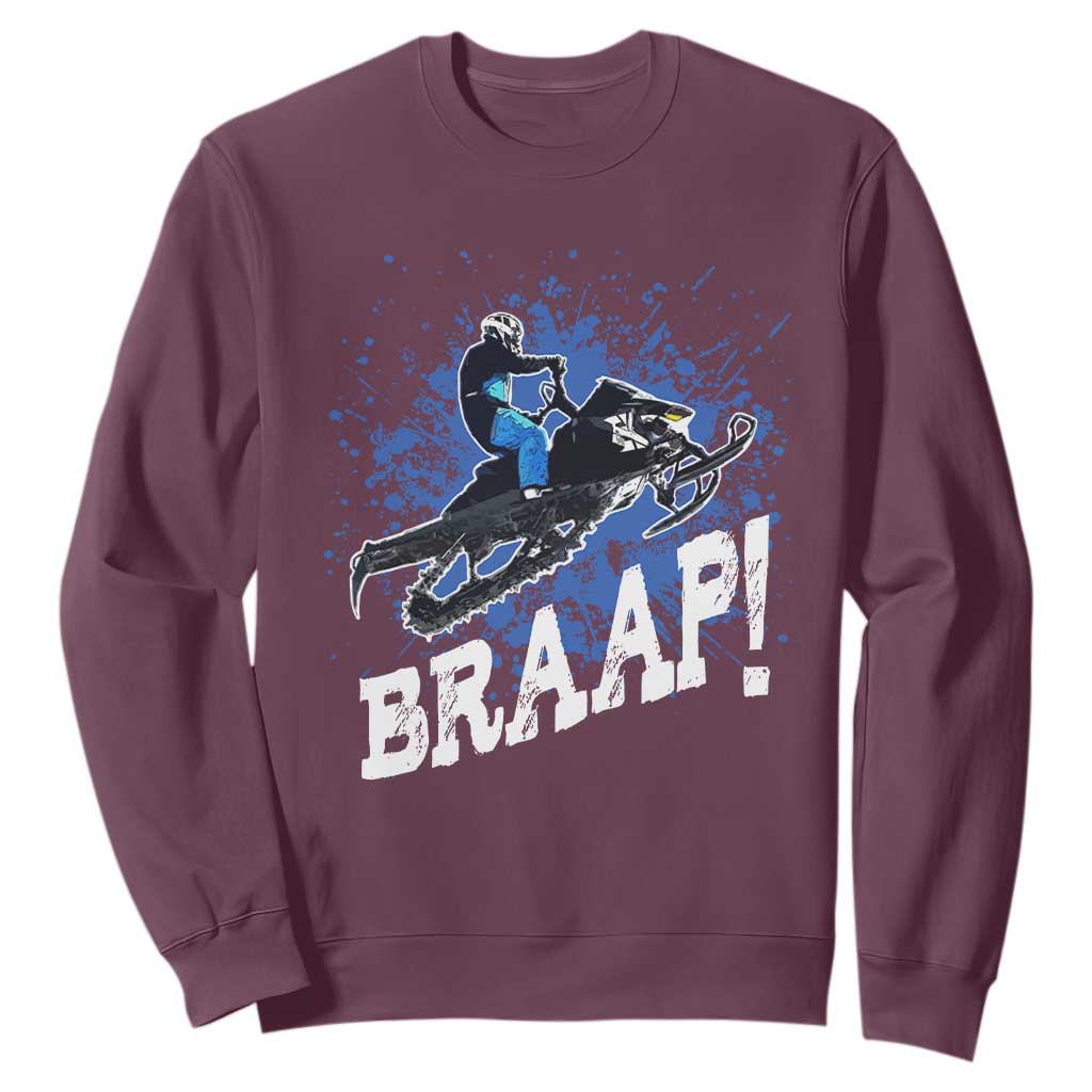 Snowmobile Braaap Sweatshirt Snowcross Snow Sled Extreme Outdoor Winter Sports TS11 Maroon Print Your Wear
