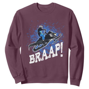 Snowmobile Braaap Sweatshirt Snowcross Snow Sled Extreme Outdoor Winter Sports TS11 Maroon Print Your Wear