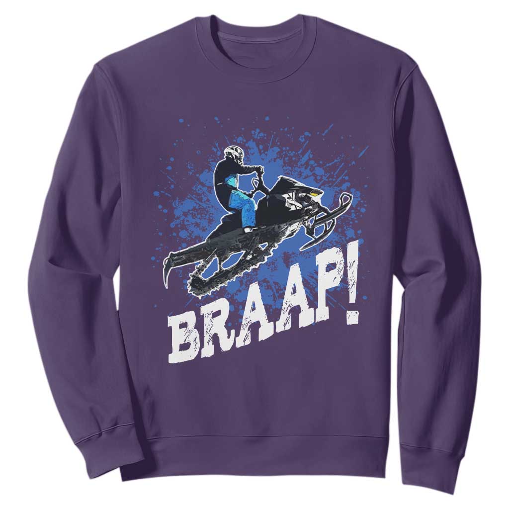 Snowmobile Braaap Sweatshirt Snowcross Snow Sled Extreme Outdoor Winter Sports TS11 Purple Print Your Wear