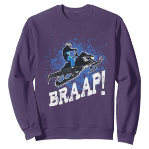 Snowmobile Braaap Sweatshirt Snowcross Snow Sled Extreme Outdoor Winter Sports TS11 Purple Print Your Wear
