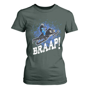 Snowmobile Braaap T Shirt For Women Snowcross Snow Sled Extreme Outdoor Winter Sports TS11 Dark Forest Green Print Your Wear