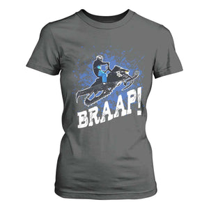 Snowmobile Braaap T Shirt For Women Snowcross Snow Sled Extreme Outdoor Winter Sports TS11 Dark Heather Print Your Wear