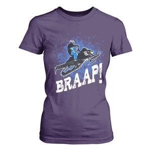 Snowmobile Braaap T Shirt For Women Snowcross Snow Sled Extreme Outdoor Winter Sports TS11 Purple Print Your Wear