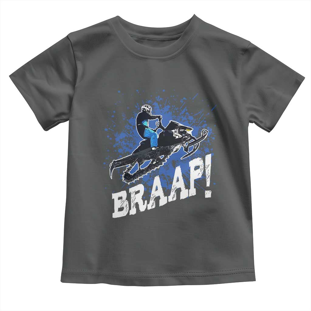 Snowmobile Braaap Toddler T Shirt Snowcross Snow Sled Extreme Outdoor Winter Sports TS11 Dark Heather Print Your Wear
