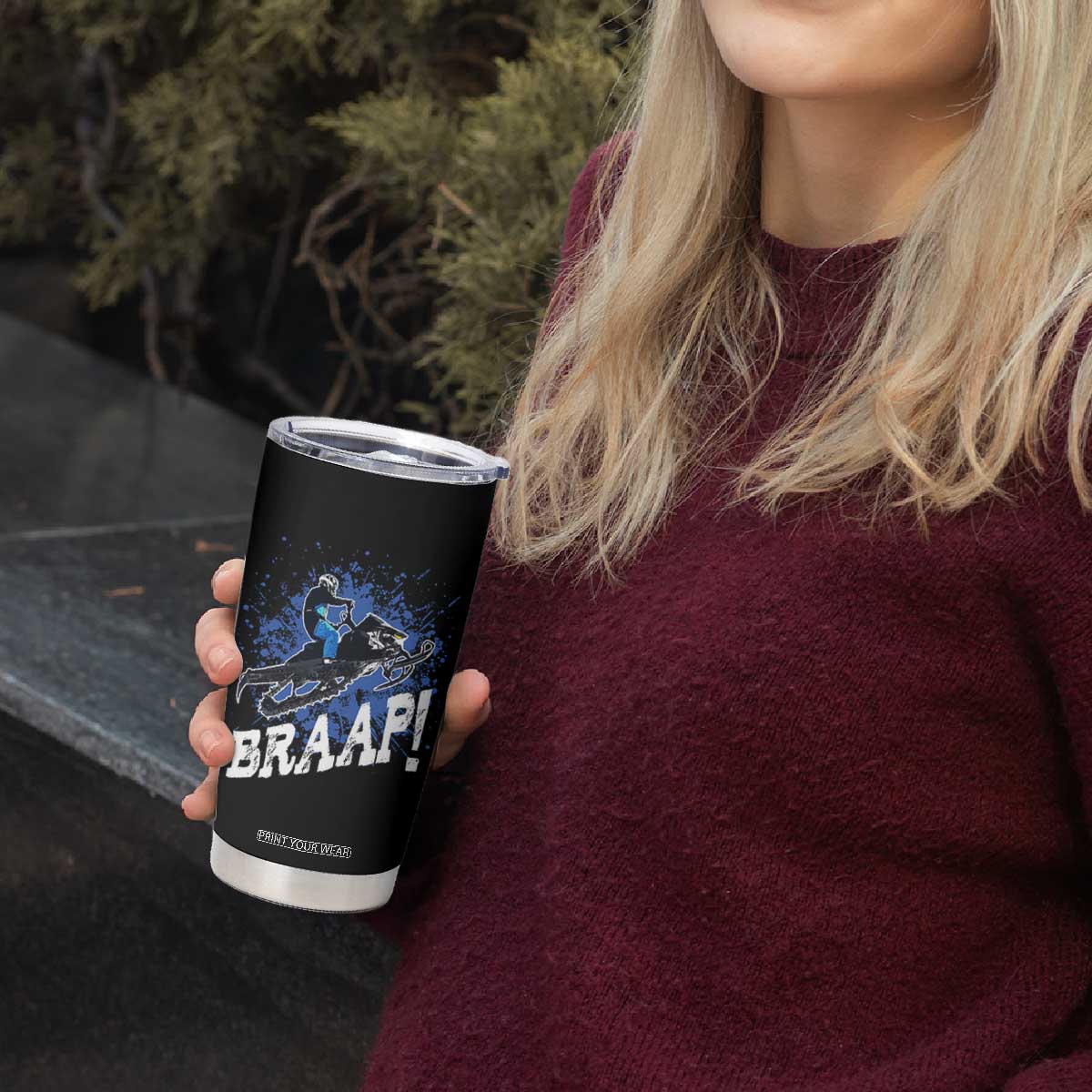 Snowmobile Braaap Tumbler Cup Snowcross Snow Sled Extreme Outdoor Winter Sports TS11 Print Your Wear