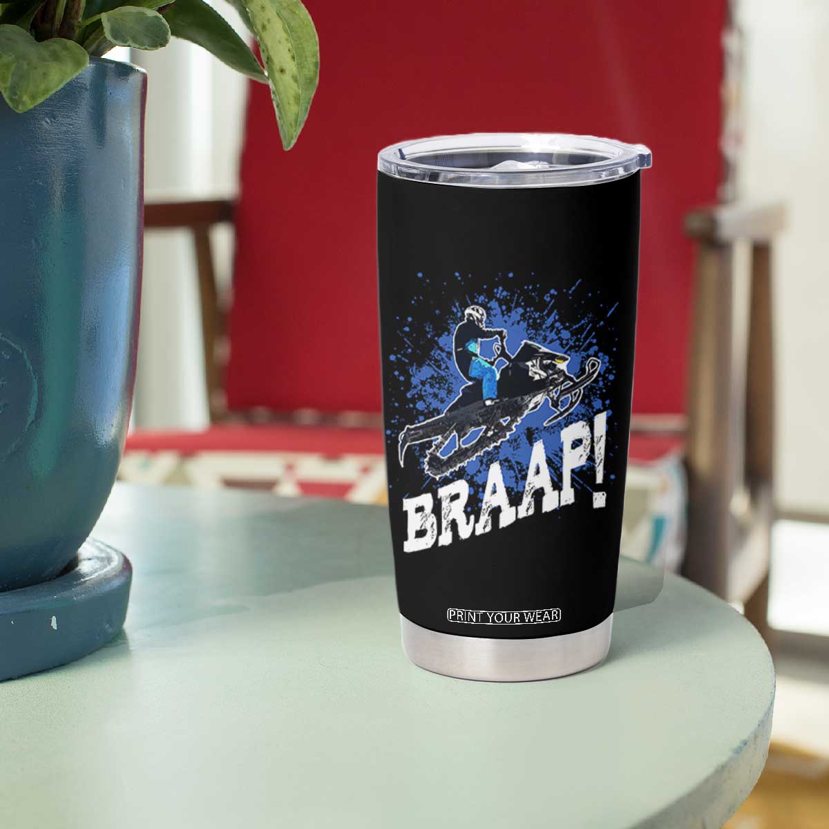 Snowmobile Braaap Tumbler Cup Snowcross Snow Sled Extreme Outdoor Winter Sports TS11 Print Your Wear