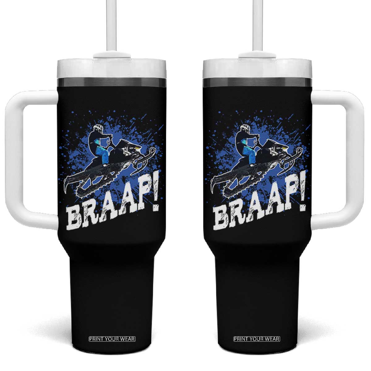 Snowmobile Braaap Tumbler With Handle Snowcross Snow Sled Extreme Outdoor Winter Sports TS11 One Size: 40 oz Black Print Your Wear