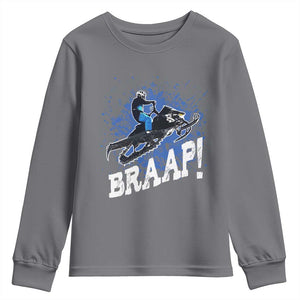 Snowmobile Braaap Youth Sweatshirt Snowcross Snow Sled Extreme Outdoor Winter Sports TS11 Charcoal Print Your Wear
