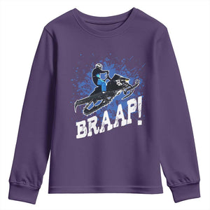 Snowmobile Braaap Youth Sweatshirt Snowcross Snow Sled Extreme Outdoor Winter Sports TS11 Purple Print Your Wear