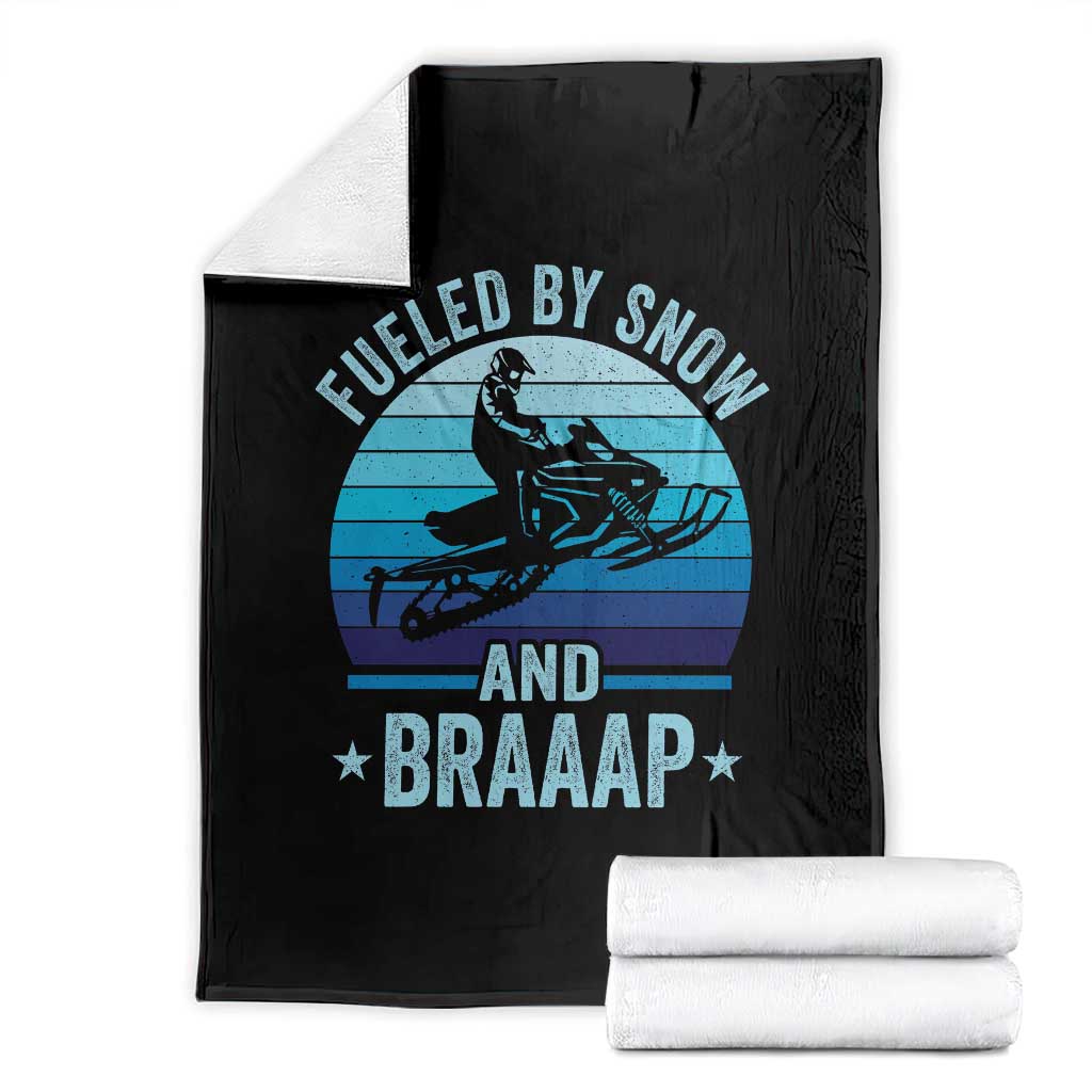 Funny Snowmobile Throw Blanket Fueled By Snow And Braaap Winter Sports TS11 Black Print Your Wear