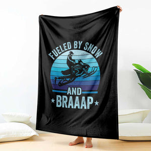 Funny Snowmobile Throw Blanket Fueled By Snow And Braaap Winter Sports TS11 Print Your Wear
