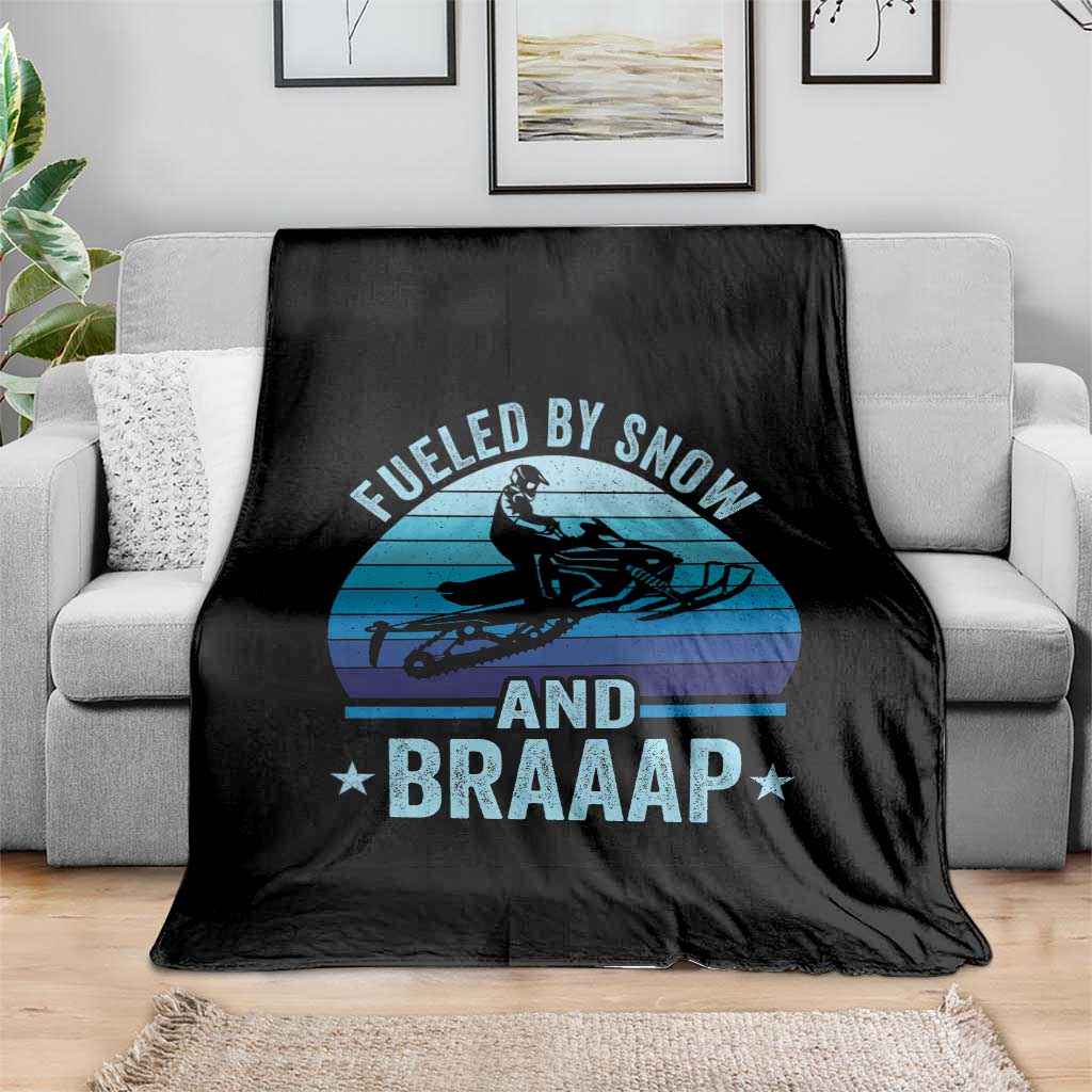 Funny Snowmobile Throw Blanket Fueled By Snow And Braaap Winter Sports TS11 Print Your Wear