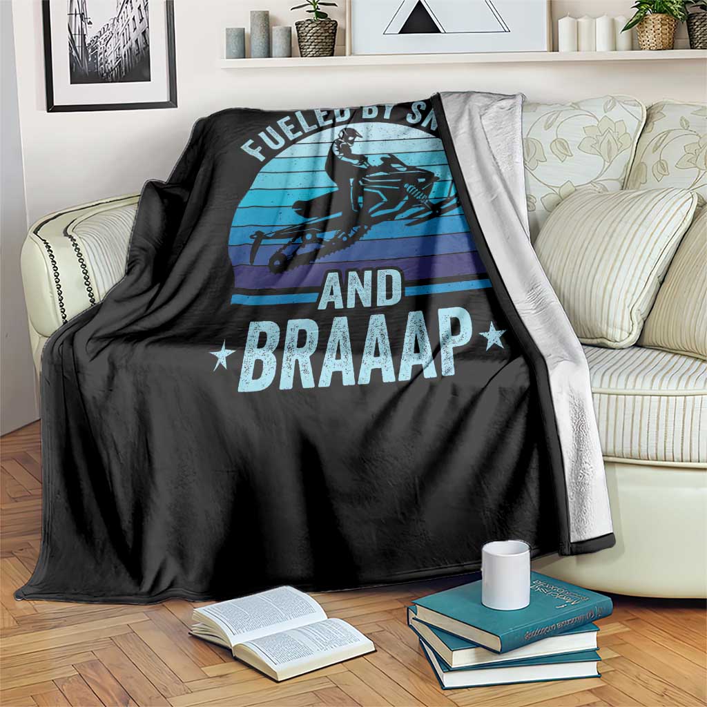 Funny Snowmobile Throw Blanket Fueled By Snow And Braaap Winter Sports TS11 Print Your Wear