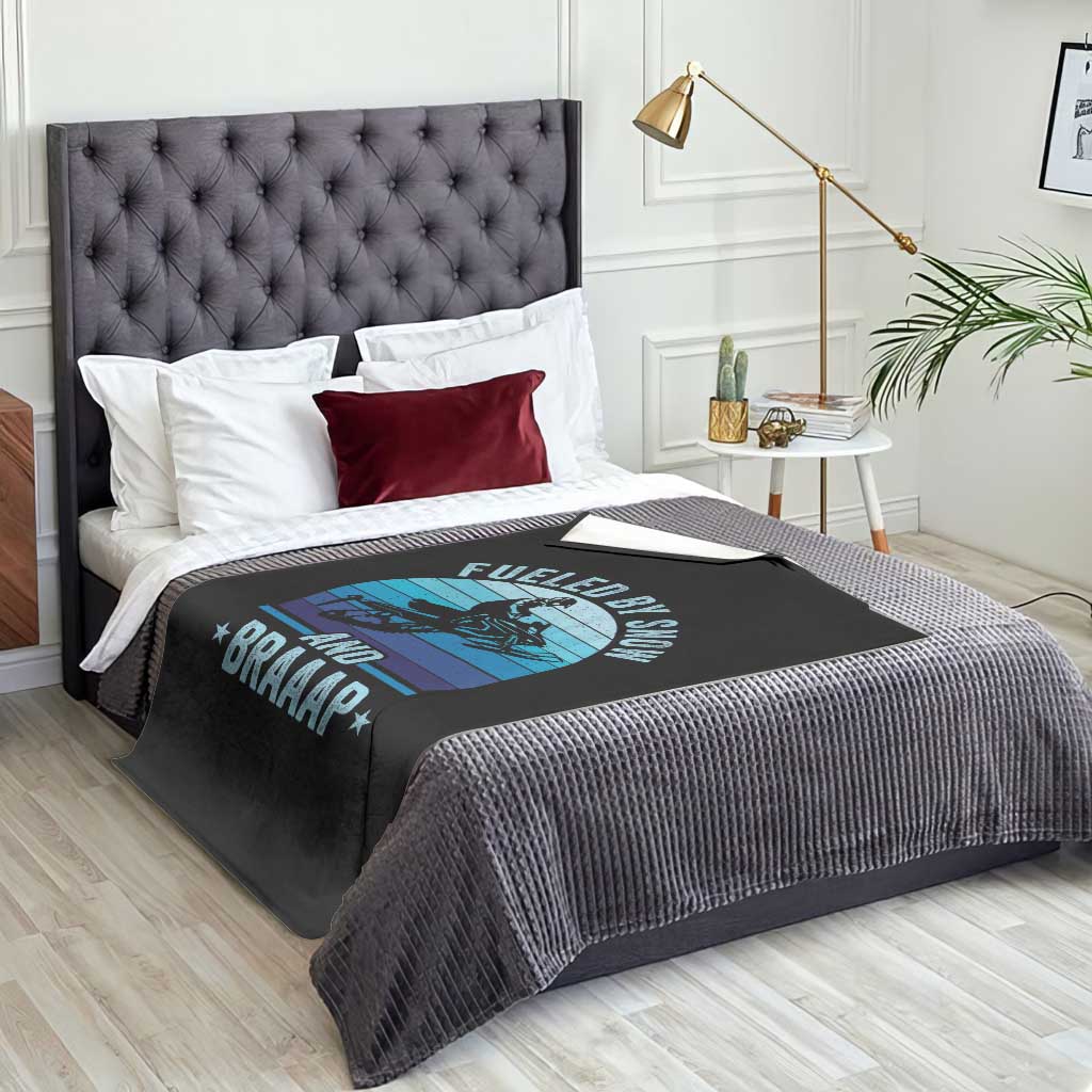 Funny Snowmobile Throw Blanket Fueled By Snow And Braaap Winter Sports TS11 Print Your Wear