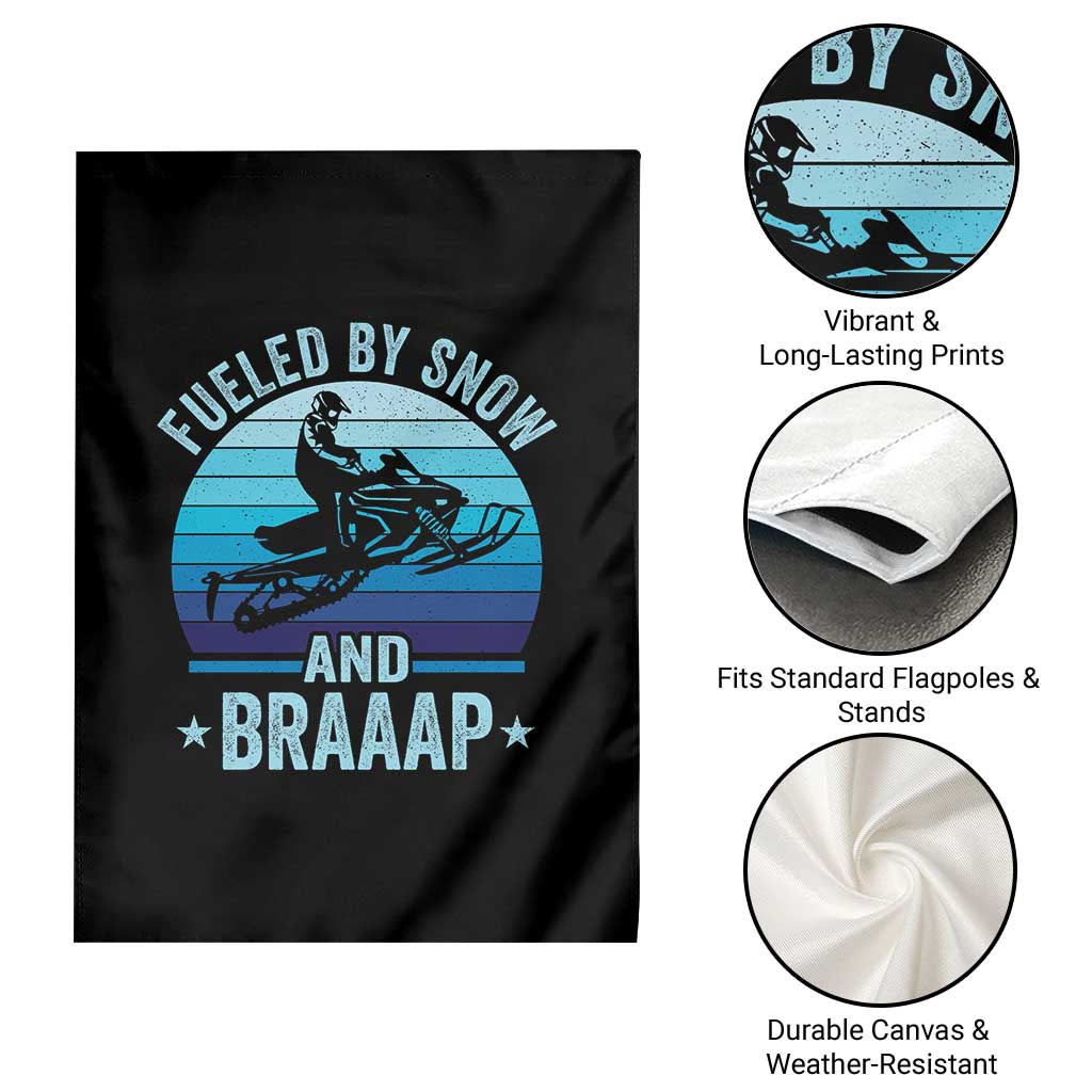 Funny Snowmobile Garden Flag Fueled By Snow And Braaap Winter Sports TS11 Print Your Wear
