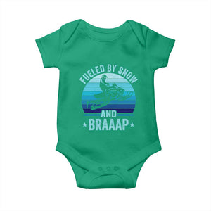 Funny Snowmobile Baby Onesie Fueled By Snow And Braaap Winter Sports TS11 Irish Green Print Your Wear