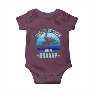 Funny Snowmobile Baby Onesie Fueled By Snow And Braaap Winter Sports TS11 Maroon Print Your Wear