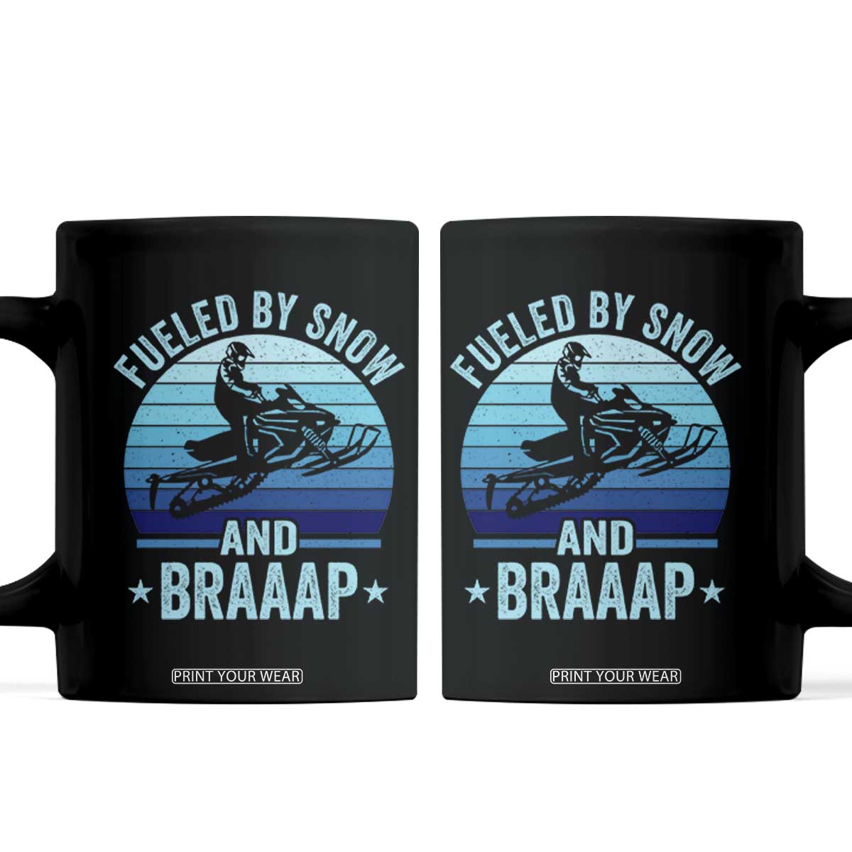 Funny Snowmobile Coffee Mug Fueled By Snow And Braaap Winter Sports TS11 Black Print Your Wear